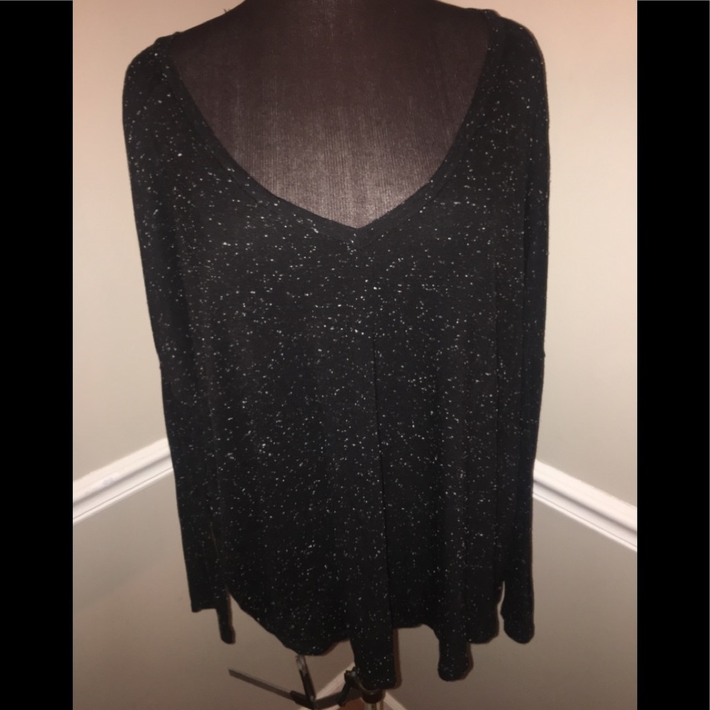 Express Women’s‎ Black With Speckles V Neck Sexy Shirt Size M Y2K